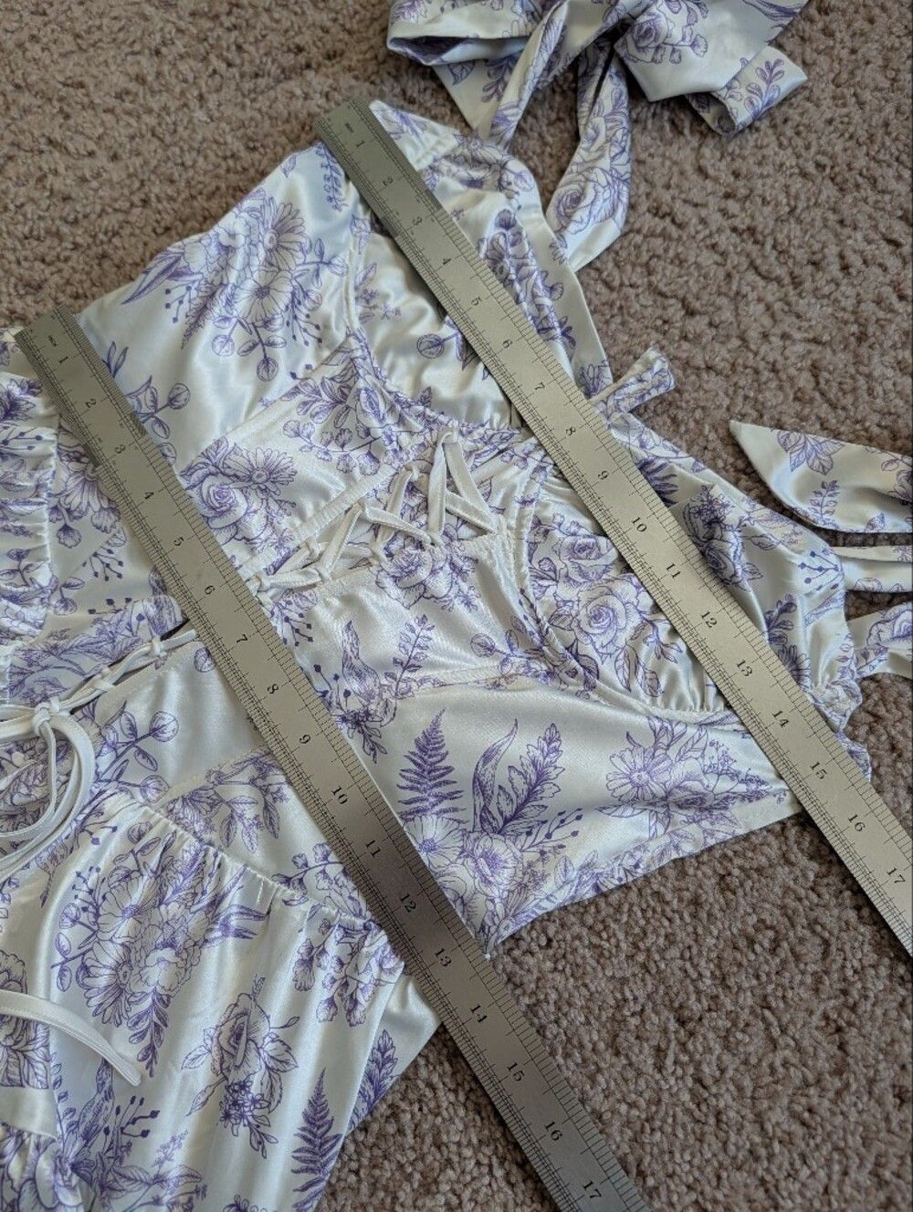 Sugar Thrillz Womens Lavender Purple White Holding Court Mini Dress Size Large - Picture 12 of 14